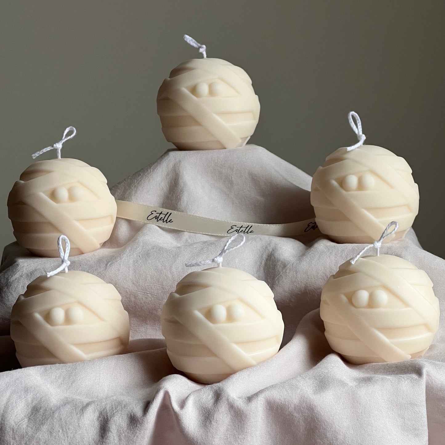 Handmade Halloween Mummy Candle | Sculptural Soy Wax Candle